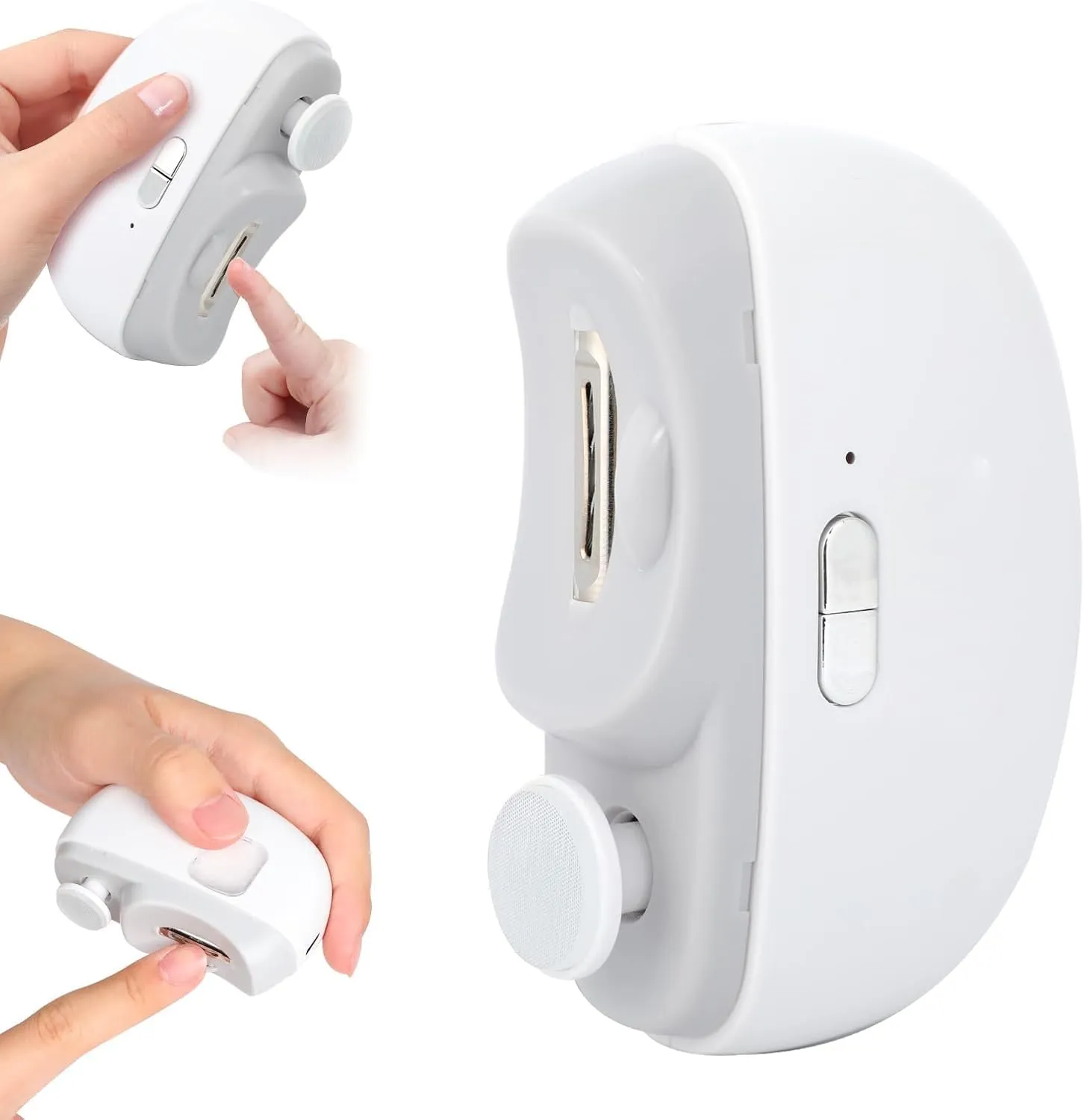3 in 1 Automatic Electric Nail Clipper with Polishing, Electric Nail Trimmer, Two-Speed Adjustment Electric Nail Clippers, Nail Clipper with Light, Suitable for Kid, Adults, and Elderly (White)