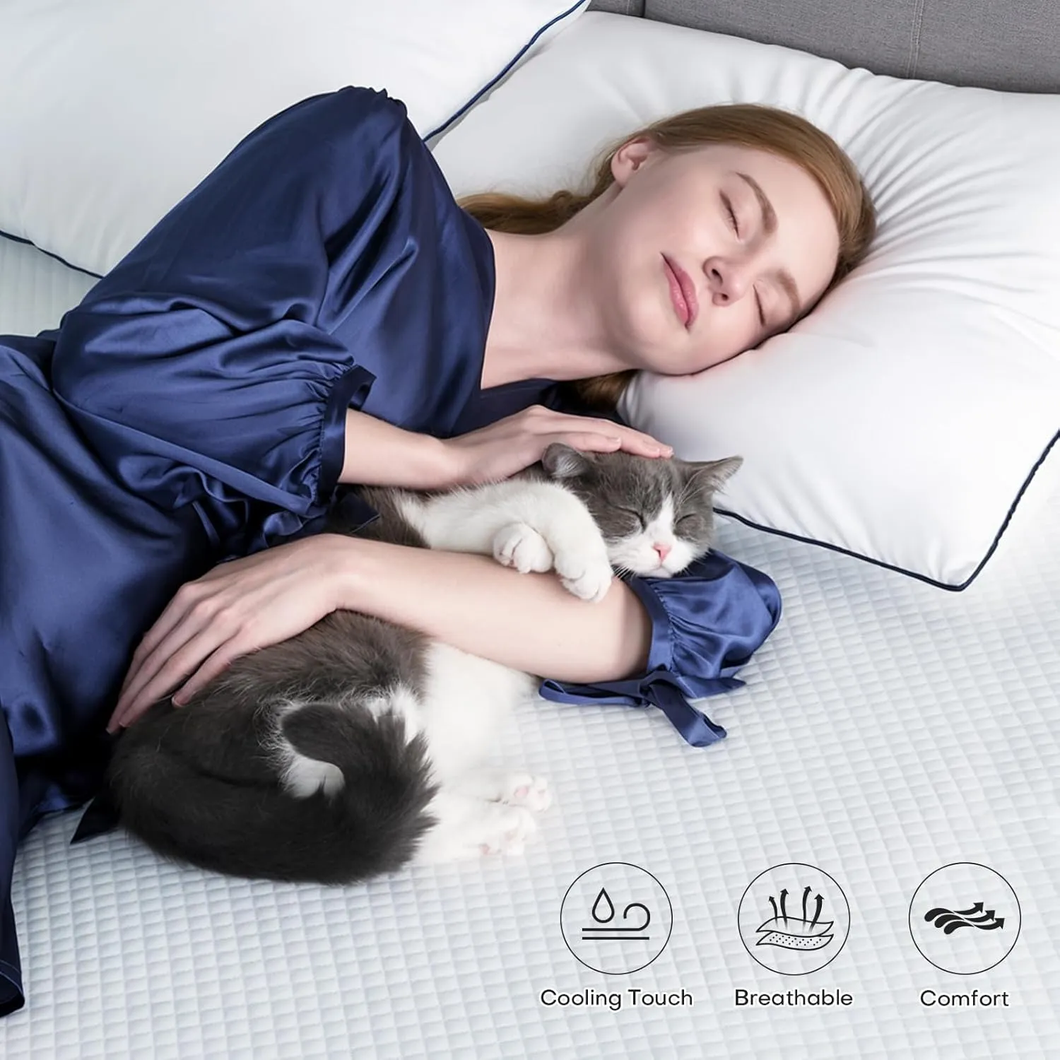 3 Inch Cooling Memory Foam Mattress Topper Queen Size, High Density Gel Bed Topper, Pain Relief & Breathable, Non-Slip Design with Removable & Washable Cover, CertiPUR-US Certified