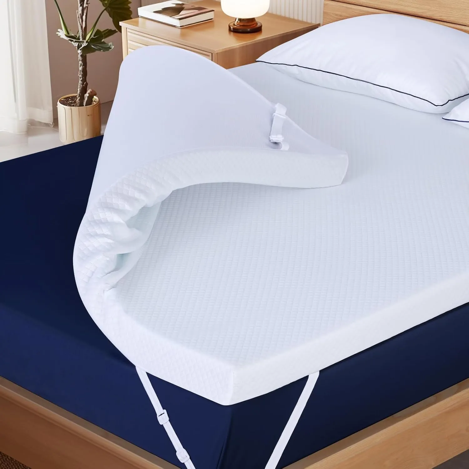 3 Inch Cooling Memory Foam Mattress Topper Queen Size, High Density Gel Bed Topper, Pain Relief & Breathable, Non-Slip Design with Removable & Washable Cover, CertiPUR-US Certified