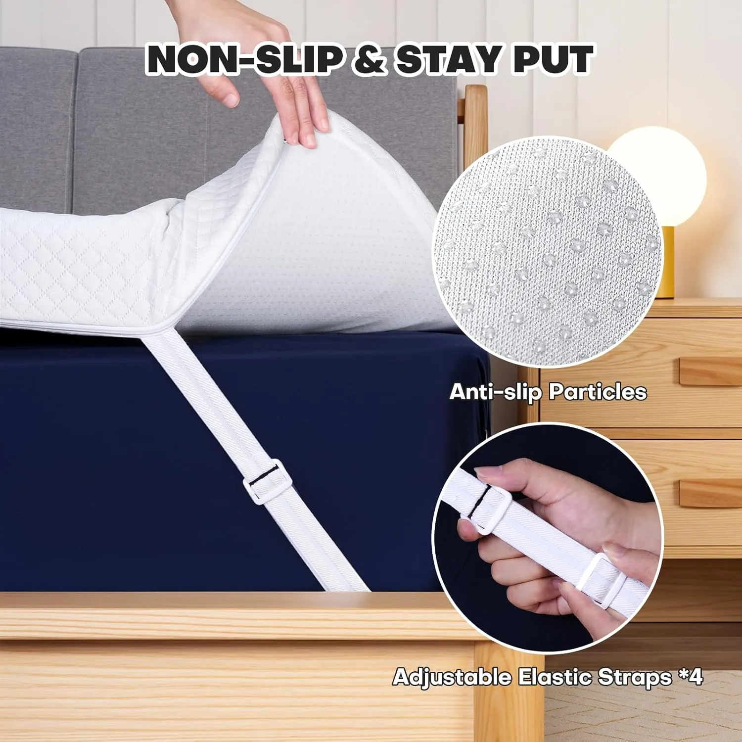 3 Inch Cooling Memory Foam Mattress Topper Queen Size, High Density Gel Bed Topper, Pain Relief & Breathable, Non-Slip Design with Removable & Washable Cover, CertiPUR-US Certified