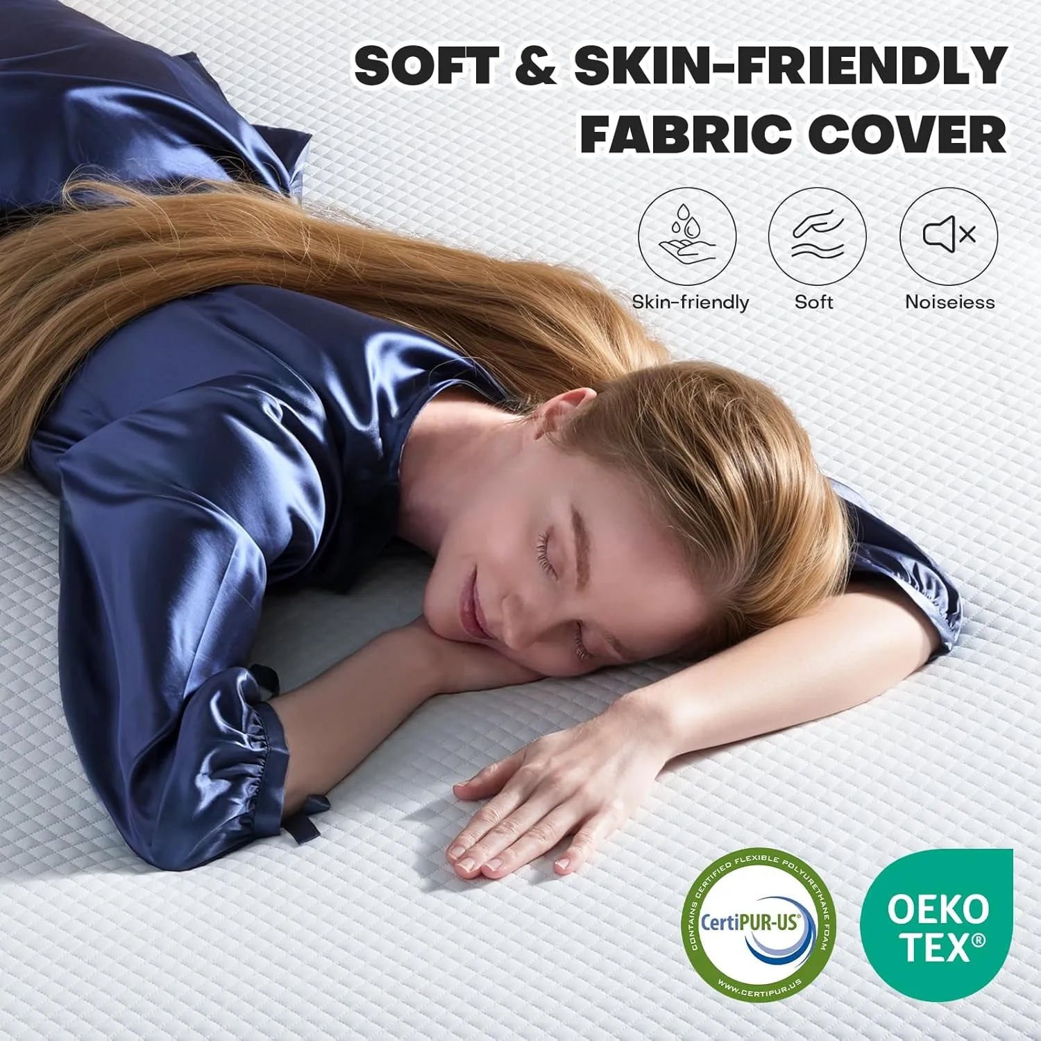 3 Inch Cooling Memory Foam Mattress Topper Queen Size, High Density Gel Bed Topper, Pain Relief & Breathable, Non-Slip Design with Removable & Washable Cover, CertiPUR-US Certified