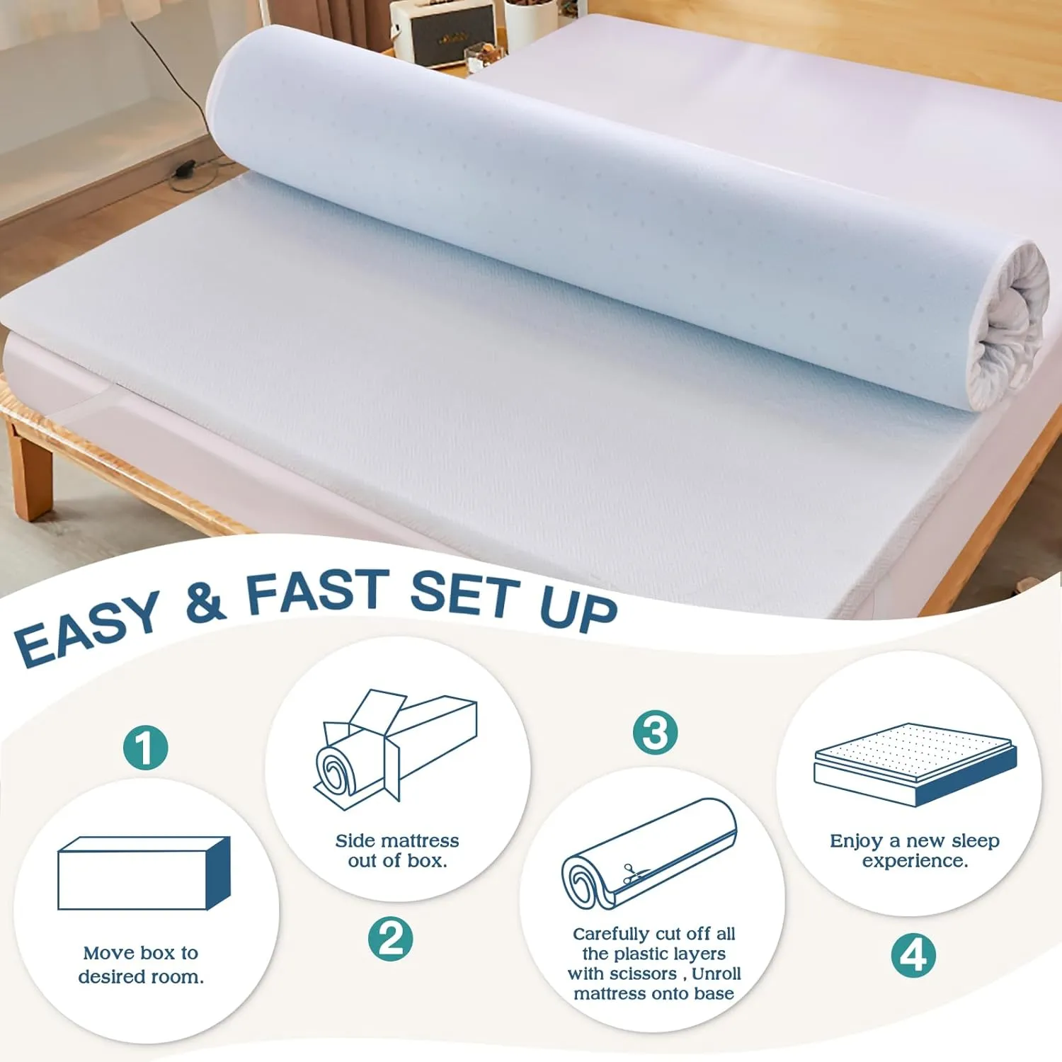 3 Inch Memory Foam Mattress Topper,Cooling Gel Infused High Density Queen(60"x80") Topper with Removable Skin-Friendly Cover,Bed Topper for Pressure Relief Back Pain, CertiPUR-US Certified