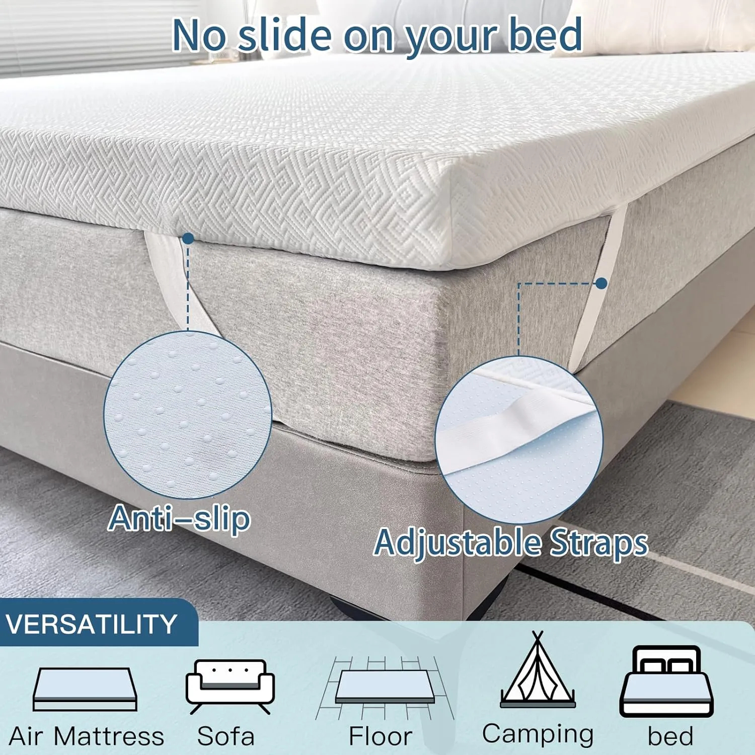 3 Inch Memory Foam Mattress Topper,Cooling Gel Infused High Density Queen(60"x80") Topper with Removable Skin-Friendly Cover,Bed Topper for Pressure Relief Back Pain, CertiPUR-US Certified
