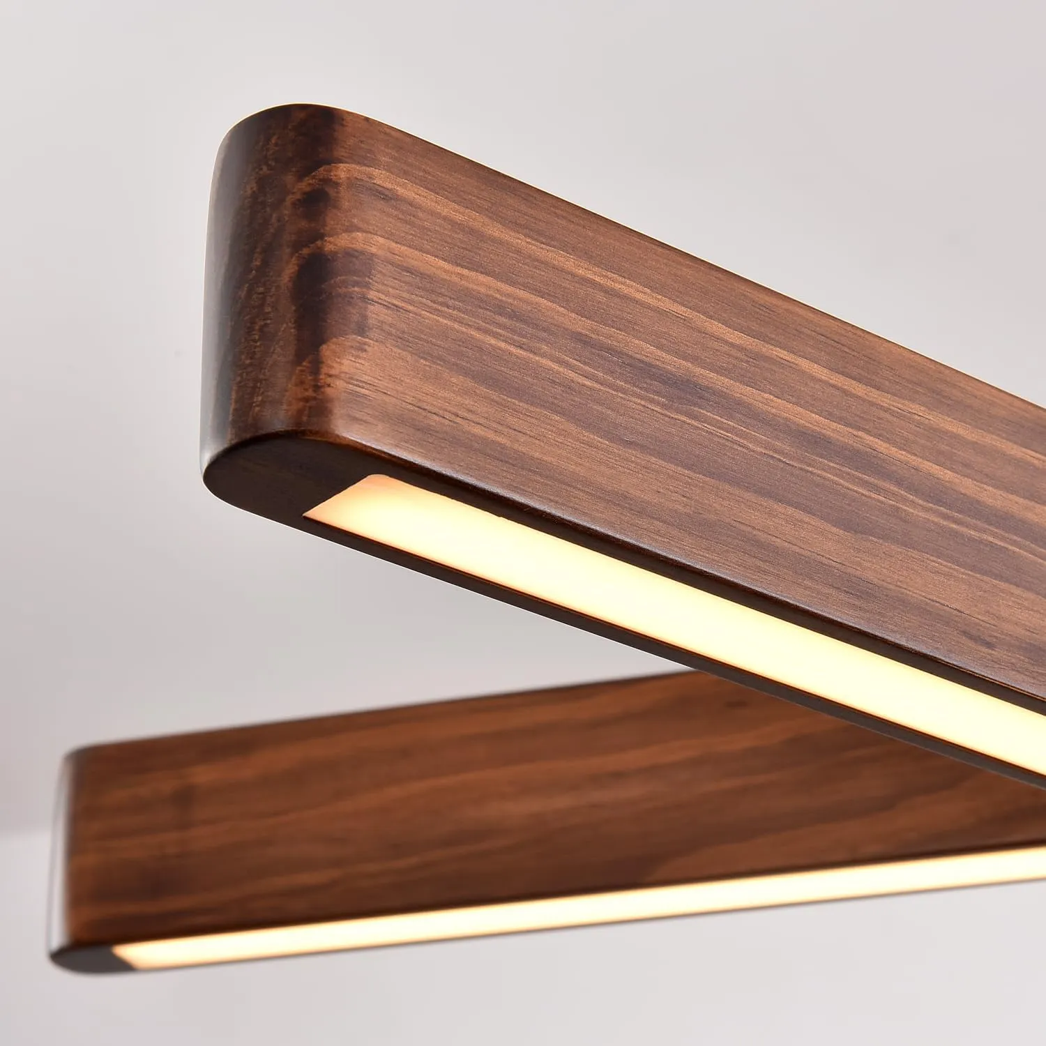 3-Light Linear Pendant Dining Room Light Fixture Modern Led Chandeliers for Living Room Dimmable Wood Ceiling Pendant Light 45W for Living Room Dining Room Kitchen Island Walnut Color