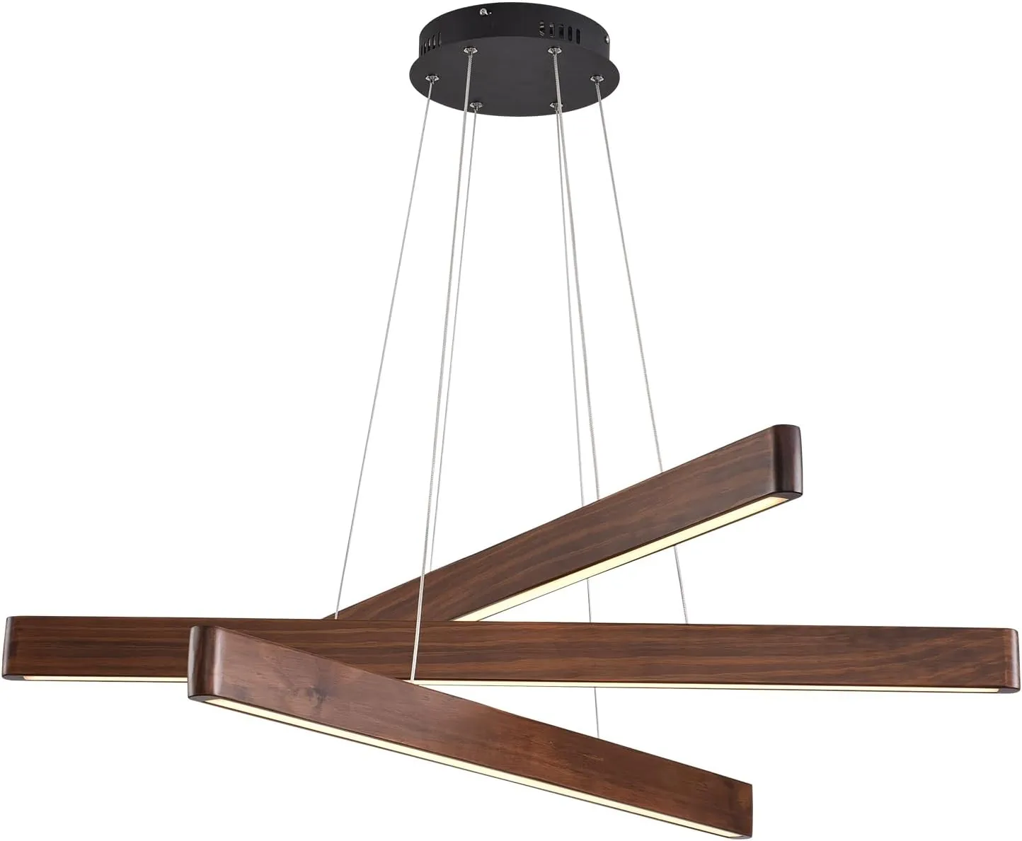 3-Light Linear Pendant Dining Room Light Fixture Modern Led Chandeliers for Living Room Dimmable Wood Ceiling Pendant Light 45W for Living Room Dining Room Kitchen Island Walnut Color