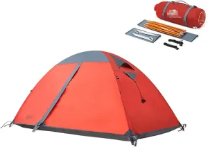 3 Person Tent - Dome Tents for Camping, Waterproof Windproof Backpacking Tent, Easy Set Up Small Lightweight Tents, Hiking Beach Outdoor Windows (Red 3 Persons 210x140x110cm)