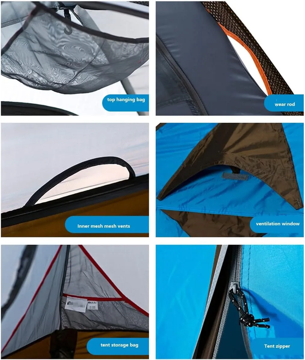 3 Person Tent - Dome Tents for Camping, Waterproof Windproof Backpacking Tent, Easy Set Up Small Lightweight Tents, Hiking Beach Outdoor Windows (Red 3 Persons 210x140x110cm)