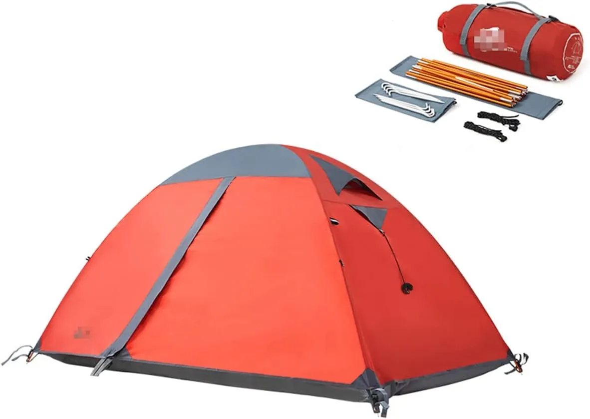 3 Person Tent - Dome Tents for Camping, Waterproof Windproof Backpacking Tent, Easy Set Up Small Lightweight Tents, Hiking Beach Outdoor Windows (Red 3 Persons 210x140x110cm)