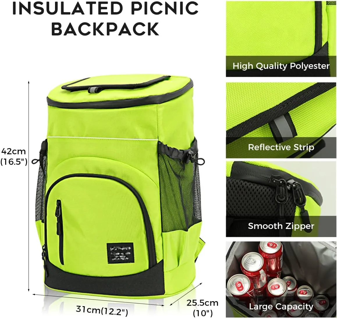 30L Cool Bag Rucksack Insulated BackpackThermal Leakproof Cooler Backpack Picnic Bag Cooler Bag Large Capacity