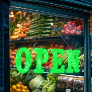 30"x10" Large LED Open Signs for Business Super Bright Unique Design Open Sign with Hanging Installation for Window Stores Bar Hotel Retail Shops Salon Restaurant Office Green