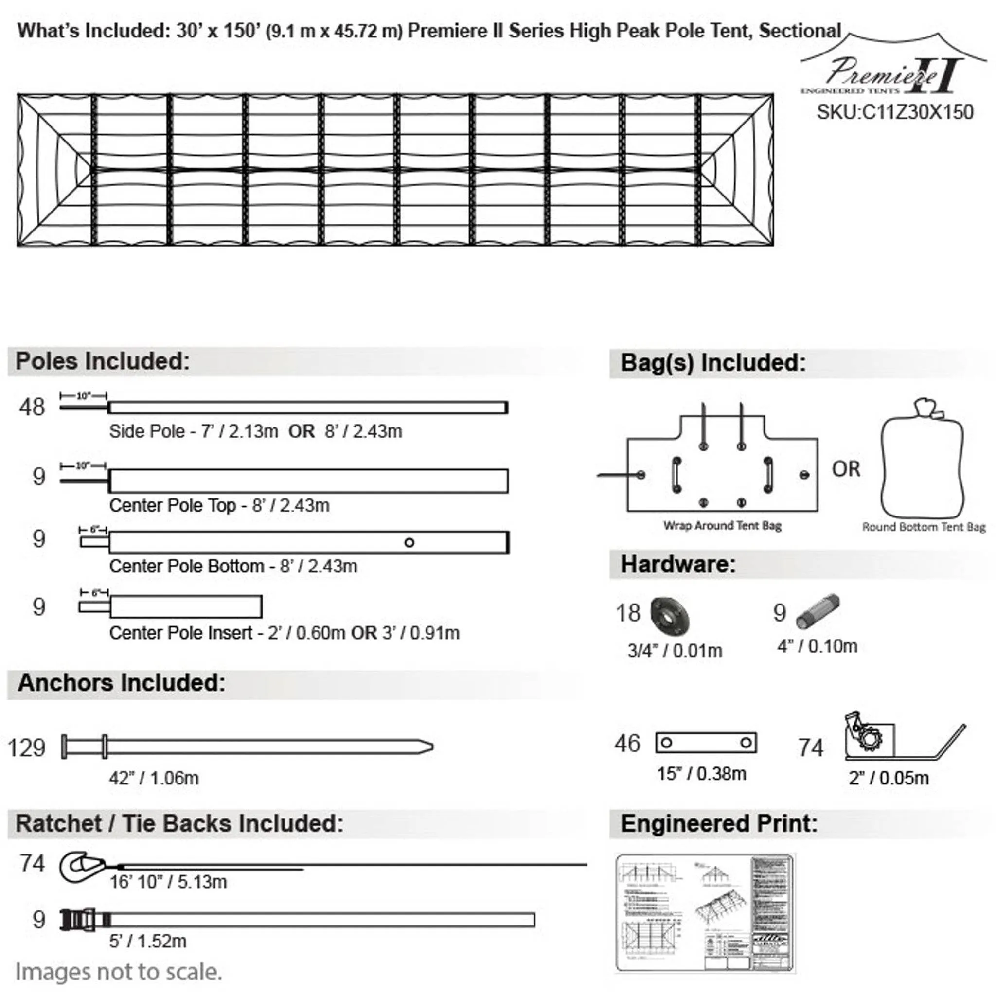 30x150 Engineered High Peak Pole Tent