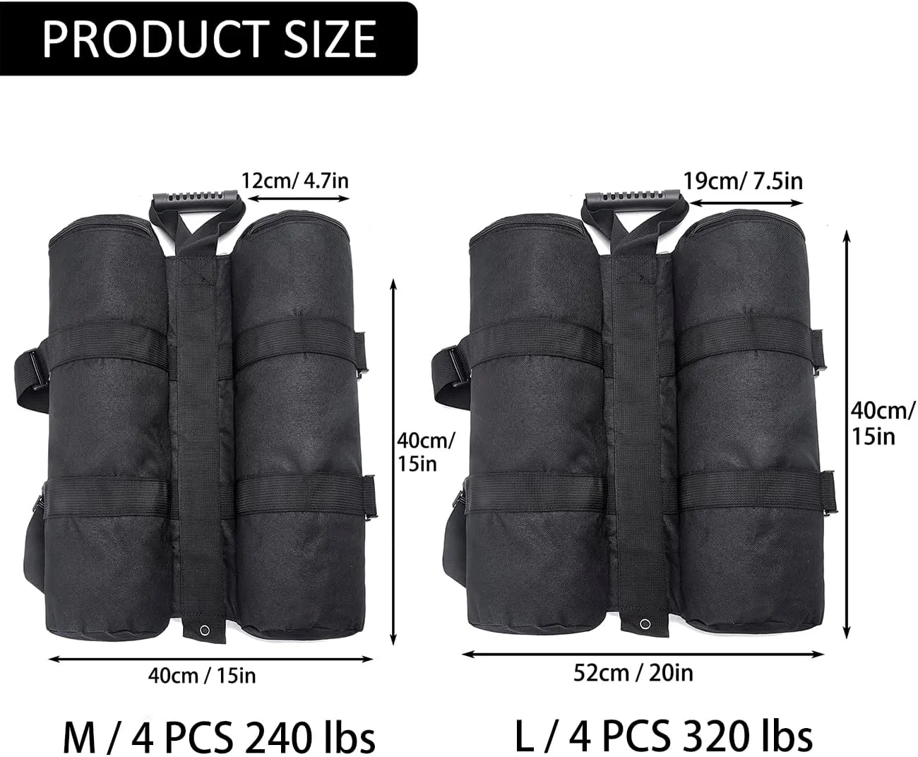 320 lbs Canopy Weights Sand Bags Set of 4,1680D Heavy Duty Extra Large Size Canopy Weight Bags Pop up Canopy Tent, Instant Outdoor Sun Shelter, Patio Umbrella