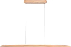 39" 24W Wood LED Linear Pendant Light Fixture Led Dining Room Light Dimmable Hanging Light Fixture for Dining Room Kitchen Island Pool Table Lights Natural Wood Color