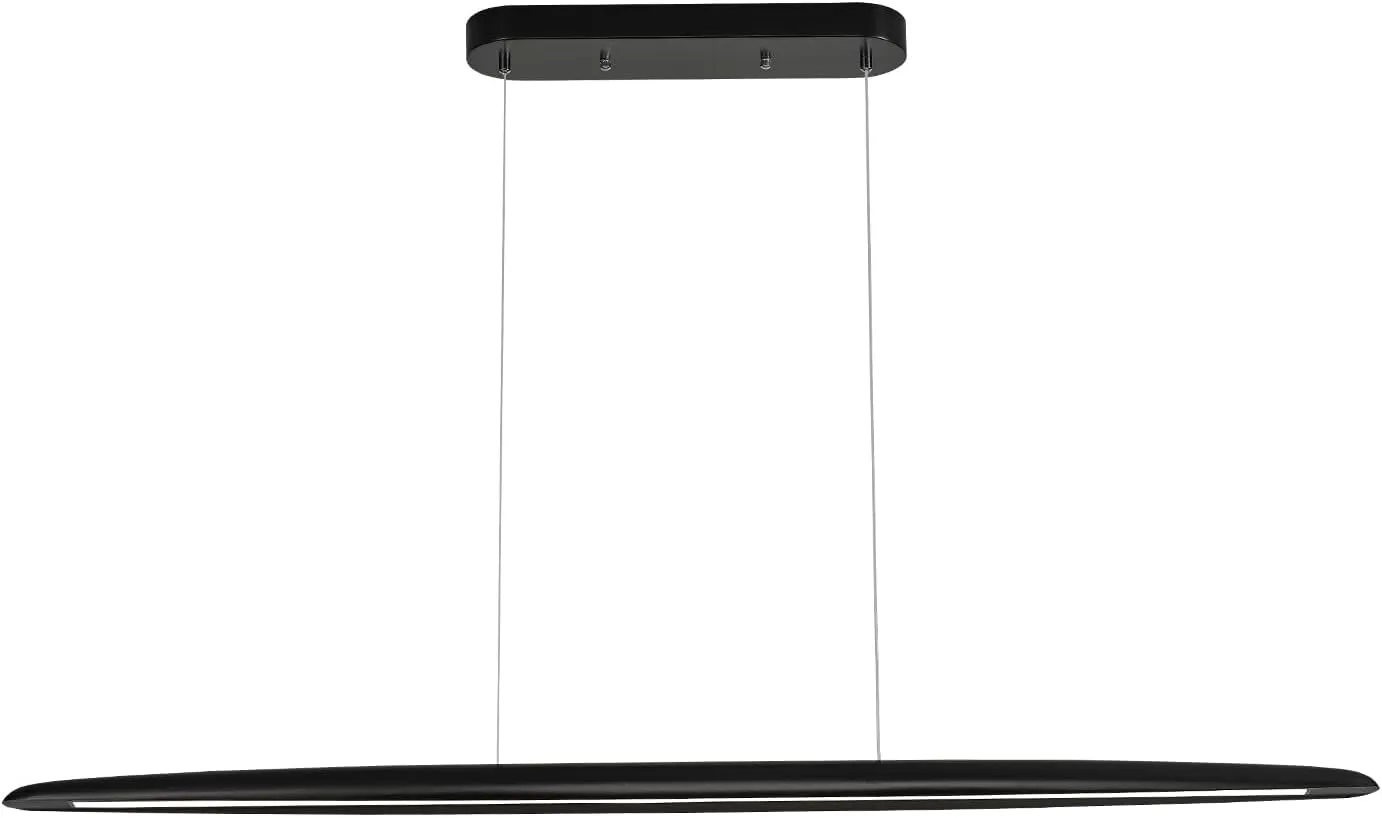 39" Wood LED Linear Pendant Light Black Linear Pendant Dinning Room Hanging Lights LED Dimmable Chandeliers 24w for Dining Room Pool Table Lights Kitchen Island Light Black