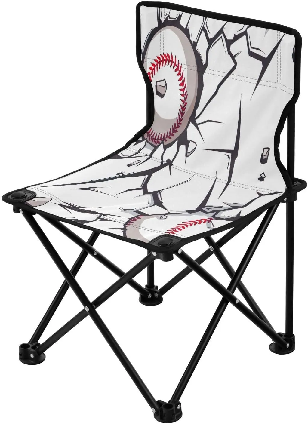 3D Stereoscopic Baseball Batting Portable Outdoor Folding Chair Anti-Slip Padded Oxford Cloth Stool Camping Chair Small for Beach Hiking Fishing Gardening Quad Camp Chair