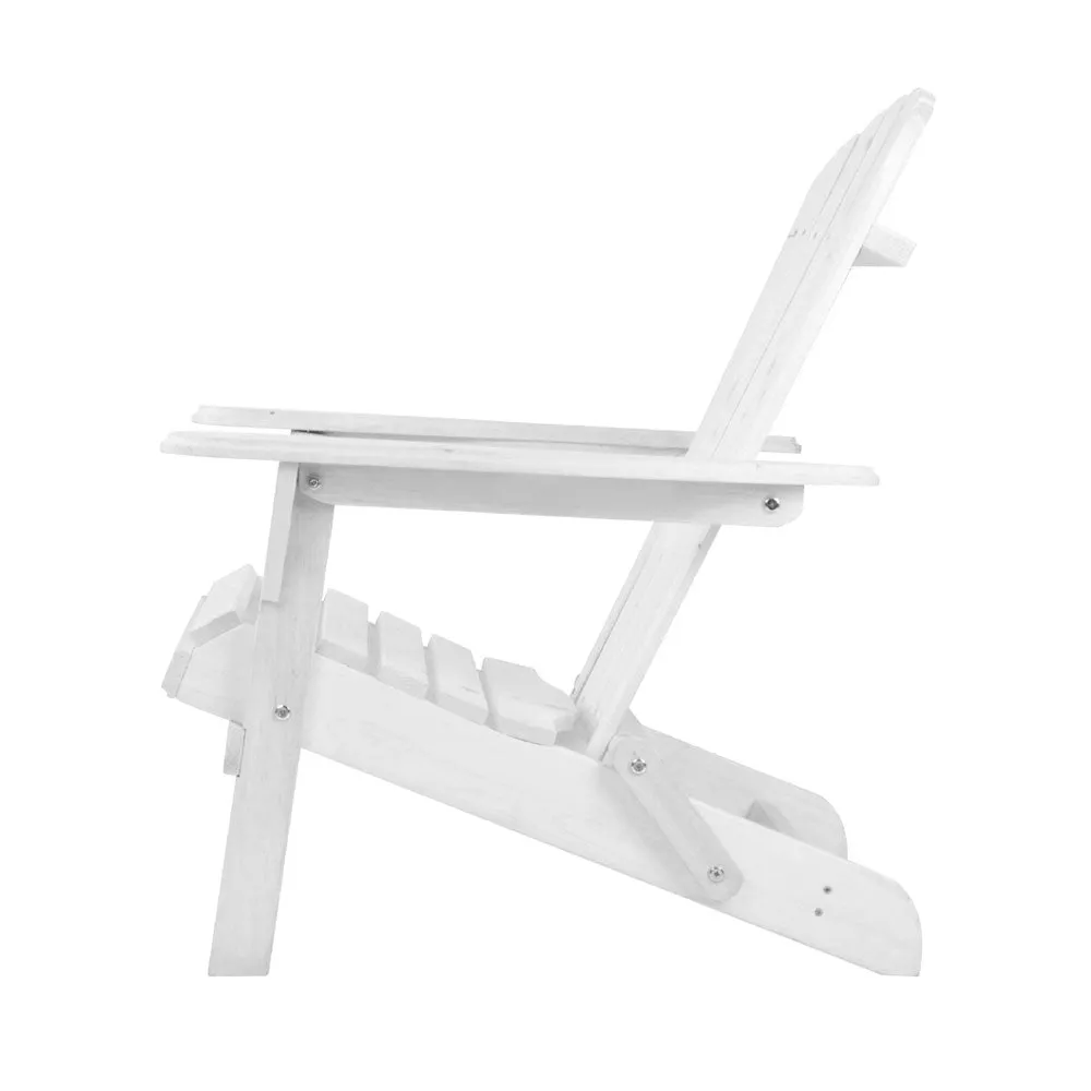 3PC Adirondack Foldable Outdoor Armchair Set - White