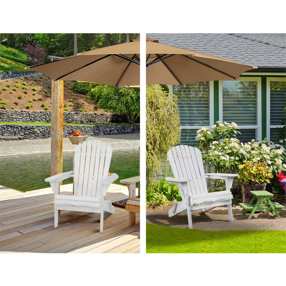 3PC Adirondack Foldable Outdoor Armchair Set - White