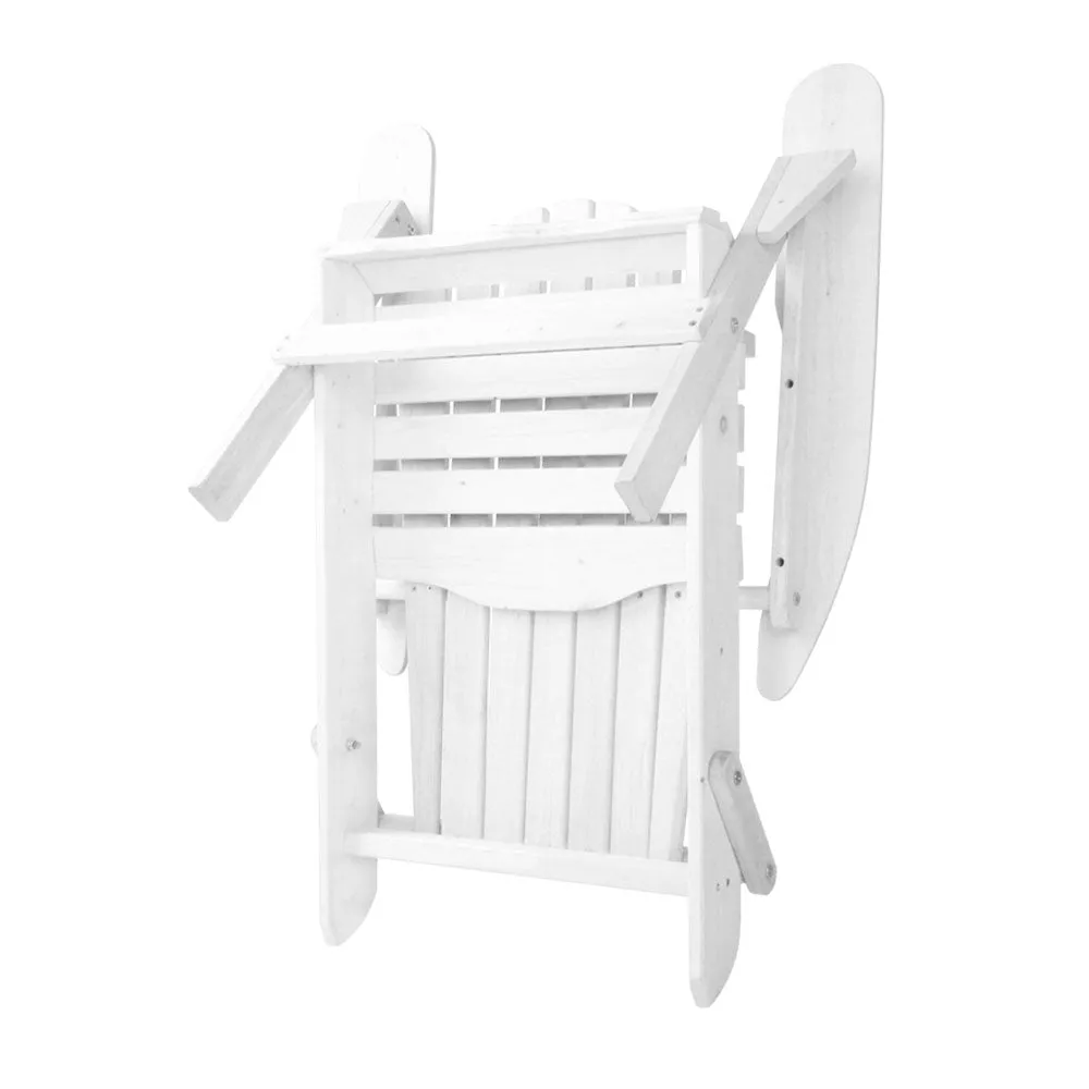 3PC Adirondack Foldable Outdoor Armchair Set - White