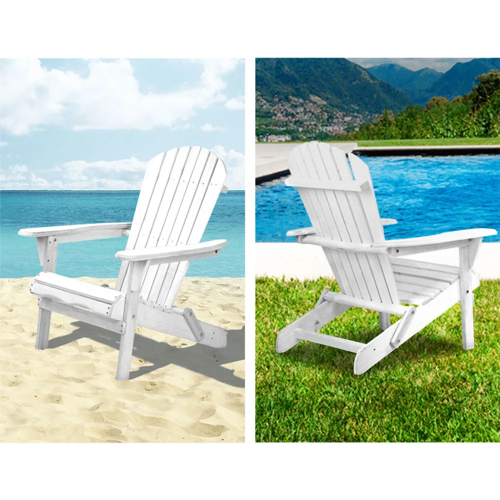 3PC Adirondack Foldable Outdoor Armchair Set - White