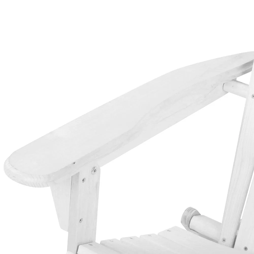 3PC Adirondack Foldable Outdoor Armchair Set - White