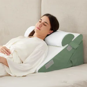 3PCS Wedge Pillow Set for After Surgery, Wedge Pillow Headboard, Adjustable 9&12 Inch Bed Pillow Wedge for Sleeping, Acid Reflux, Orthopedic Pillow Wedge for Back Pain Relief, Gerd, Green