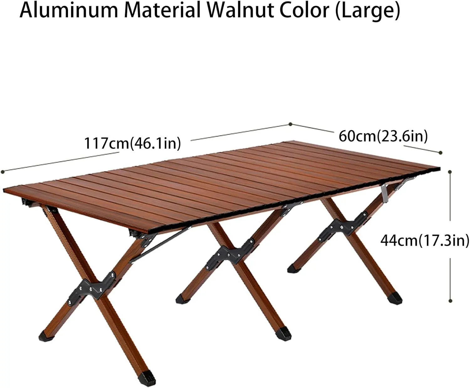 4-6 People Camping Table, Roll-Up Lightweight Picnic Table with Large Aluminum Tabletop & Carrying Bag, Portable Outdoor Folding Table for Hiking, Backpacking & Fishing(Carbon Steel Wood Gra