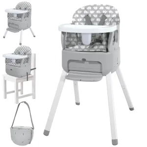 4 in 1 Portable Baby Highchair Convertible Highchair for Babies and Toddlers - Foldable Carry Small Box, High Chair, Infant Booster Seat, Dining Chair, Easy to Carry and Store (Grey)