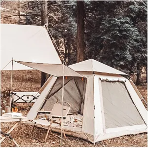 4-Man Waterproof Tent with Double Doors Four Windows – Insect-Proof, Stable Easy Setup for Family Camping, Hiking Mountaineering