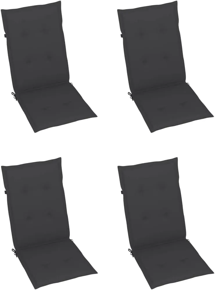 4-Piece Solid Acacia Wood Patio Reclining Chairs with Cushions, Adjustable 5-Position Gray Outdoor Lounge Chairs for Garden Poolside Dining