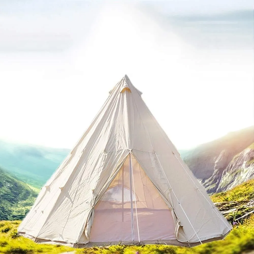 4-Season Canvas Camping Tent, Waterproof Cotton Bell Tent for 3-8 People, Wind & Snow Resistant, Easy Setup with Installation Tools, Ideal for Outdoor Adventures