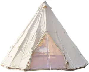 4-Season Canvas Camping Tent, Waterproof Cotton Bell Tent for 3-8 People, Wind & Snow Resistant, Easy Setup with Installation Tools, Ideal for Outdoor Adventures