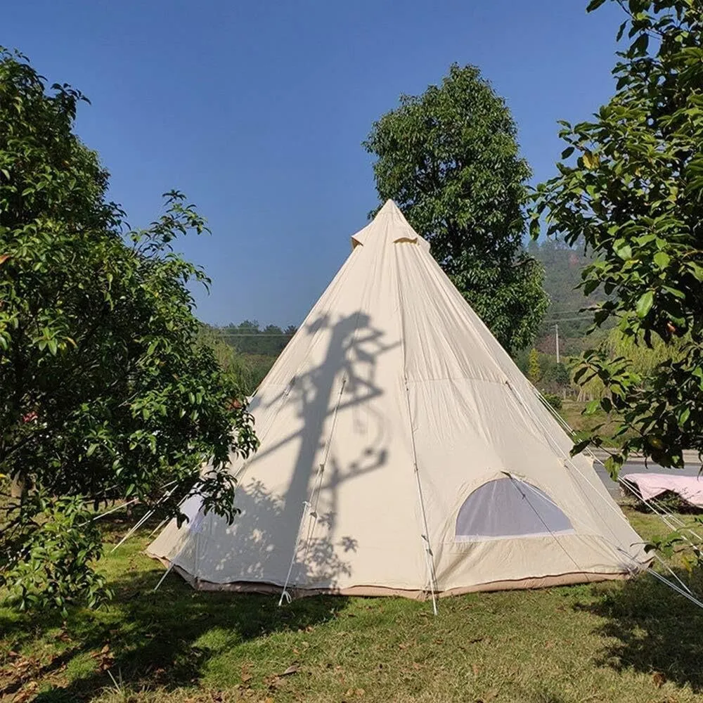4-Season Canvas Camping Tent, Waterproof Cotton Bell Tent for 3-8 People, Wind & Snow Resistant, Easy Setup with Installation Tools, Ideal for Outdoor Adventures