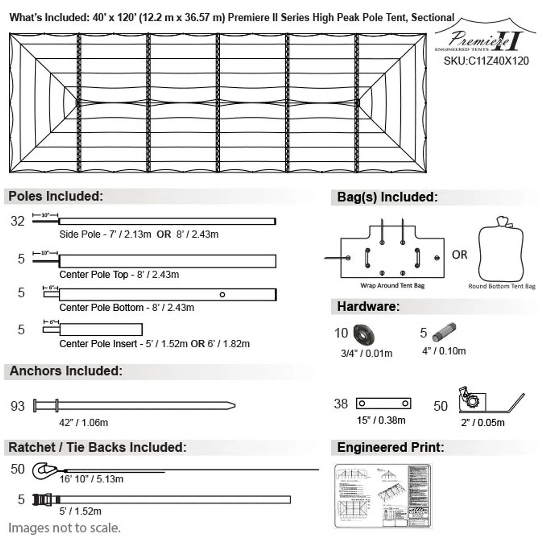 40x120 Engineered High Peak Pole Tent