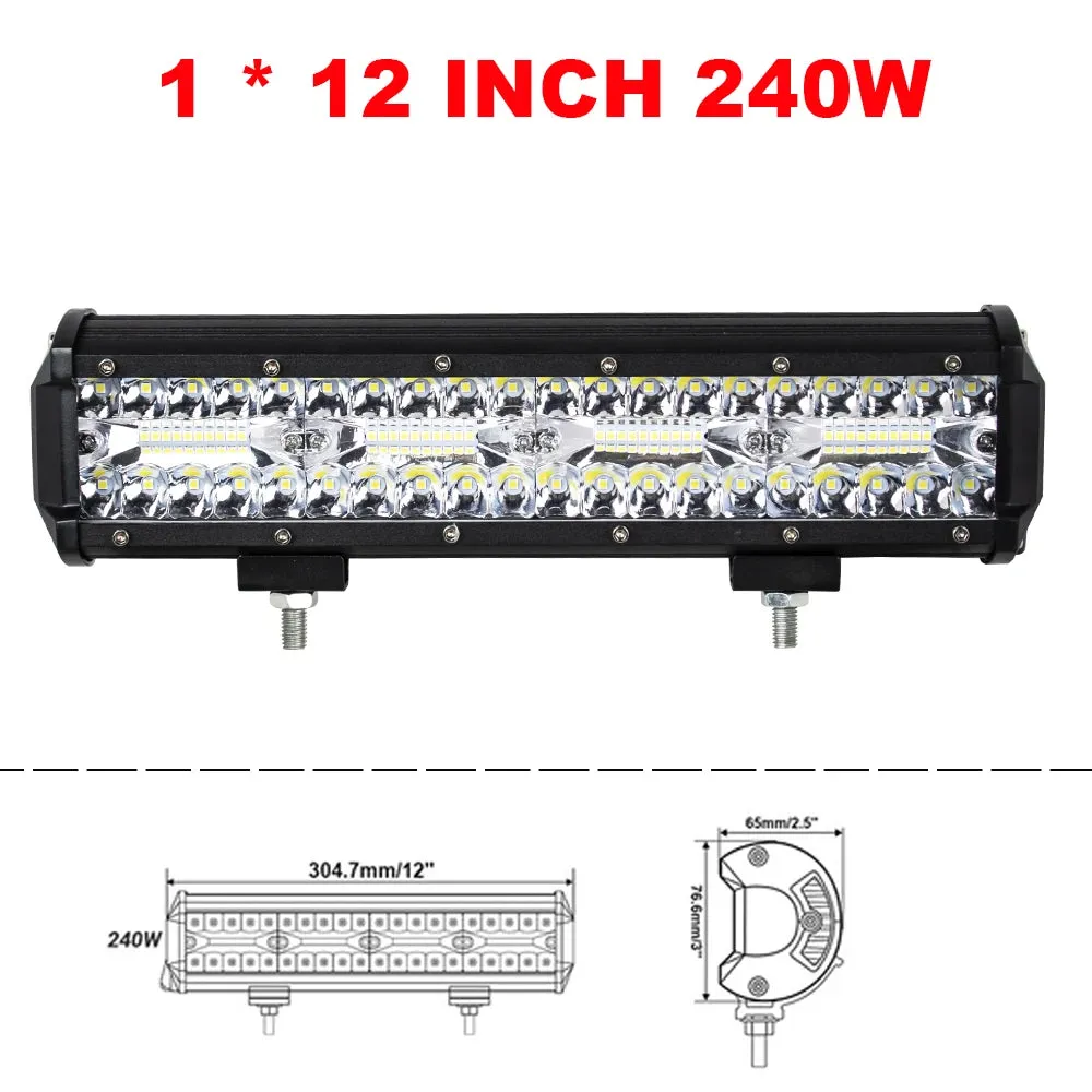 4/7 Inch 120W Combo LED Light Bar - Spot & Flood Beam, 12V 24V, for Off-Road, Work, Driving, Boat, Car, Tractor, Truck, SUV, ATV