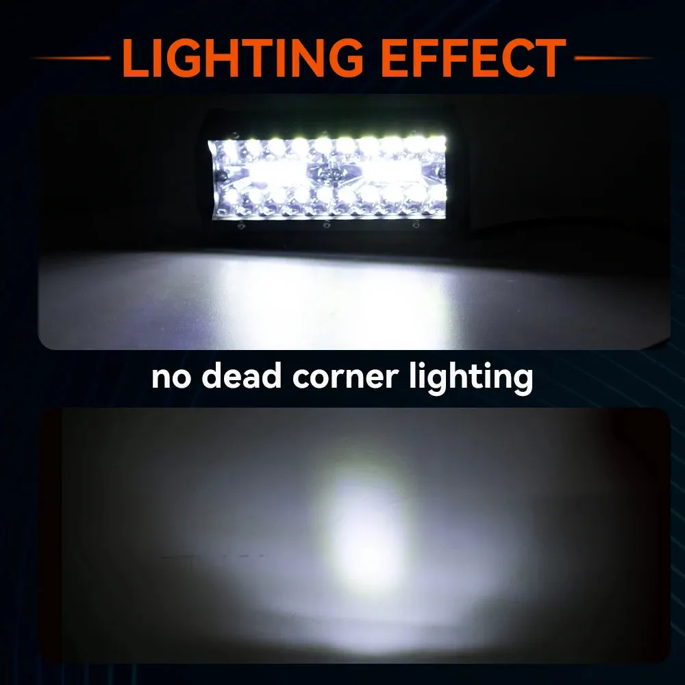 4/7 Inch 120W Combo LED Light Bar - Spot & Flood Beam, 12V 24V, for Off-Road, Work, Driving, Boat, Car, Tractor, Truck, SUV, ATV