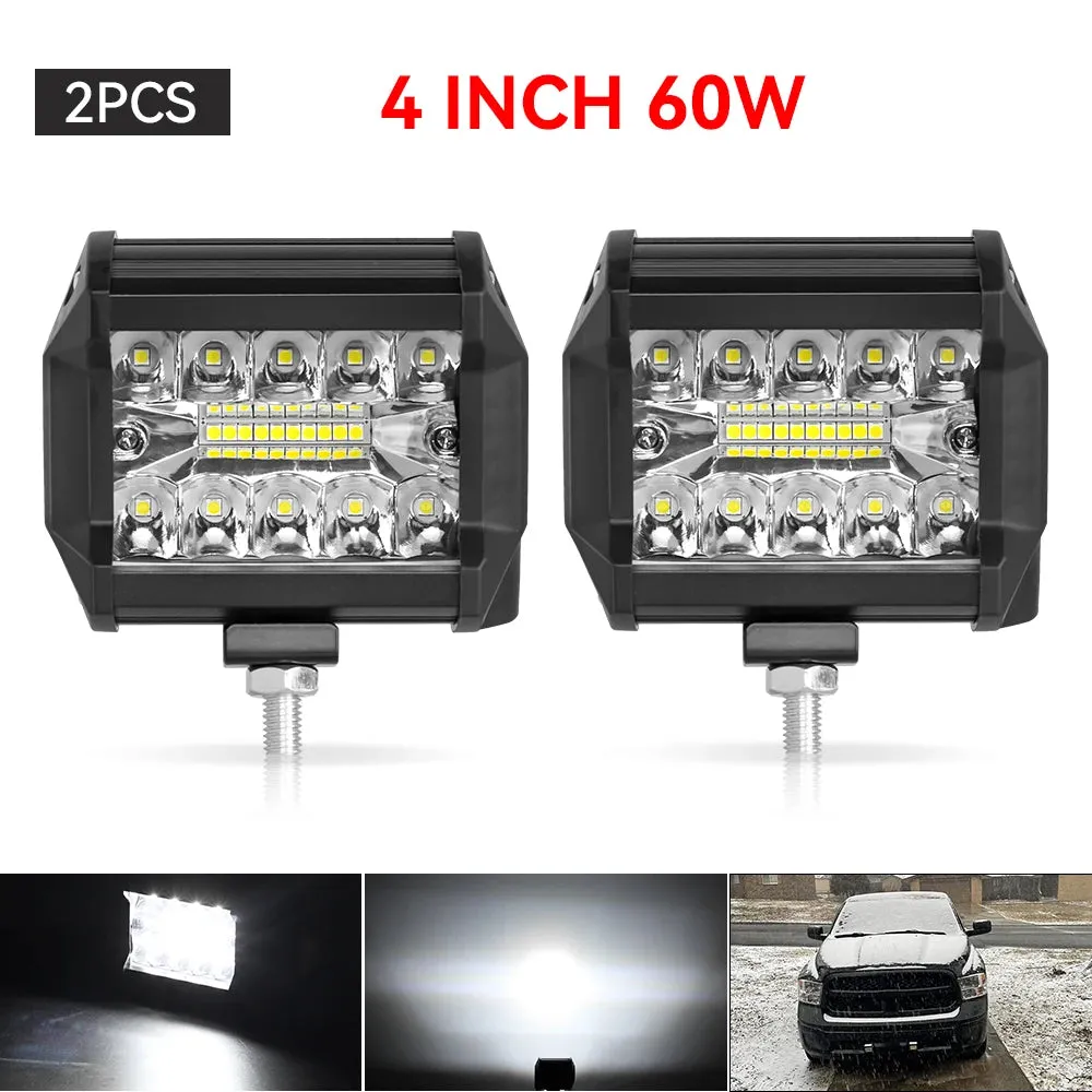 4/7 Inch 120W Combo LED Light Bar - Spot & Flood Beam, 12V 24V, for Off-Road, Work, Driving, Boat, Car, Tractor, Truck, SUV, ATV