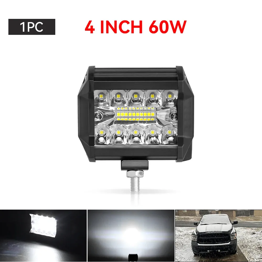 4/7 Inch 120W Combo LED Light Bar - Spot & Flood Beam, 12V 24V, for Off-Road, Work, Driving, Boat, Car, Tractor, Truck, SUV, ATV