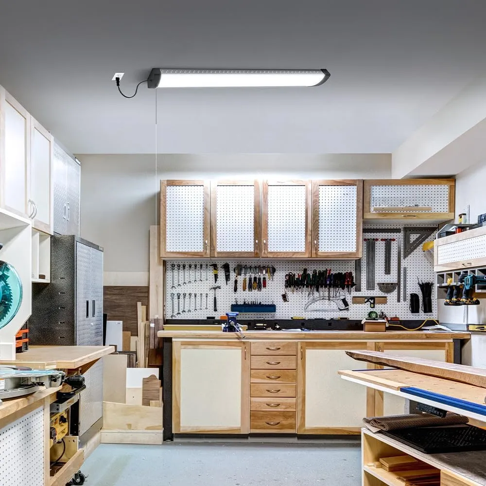 4ft LED Shop Light, 12,000 Lumens, 5000K Daylight, High Output, Linkable, Hanging/Flush Mount, Ultra-Lightweight, 120W LED Garage & Workshop Lighting, 25,000-Hour Lifespan, SHOP/4/HO/850