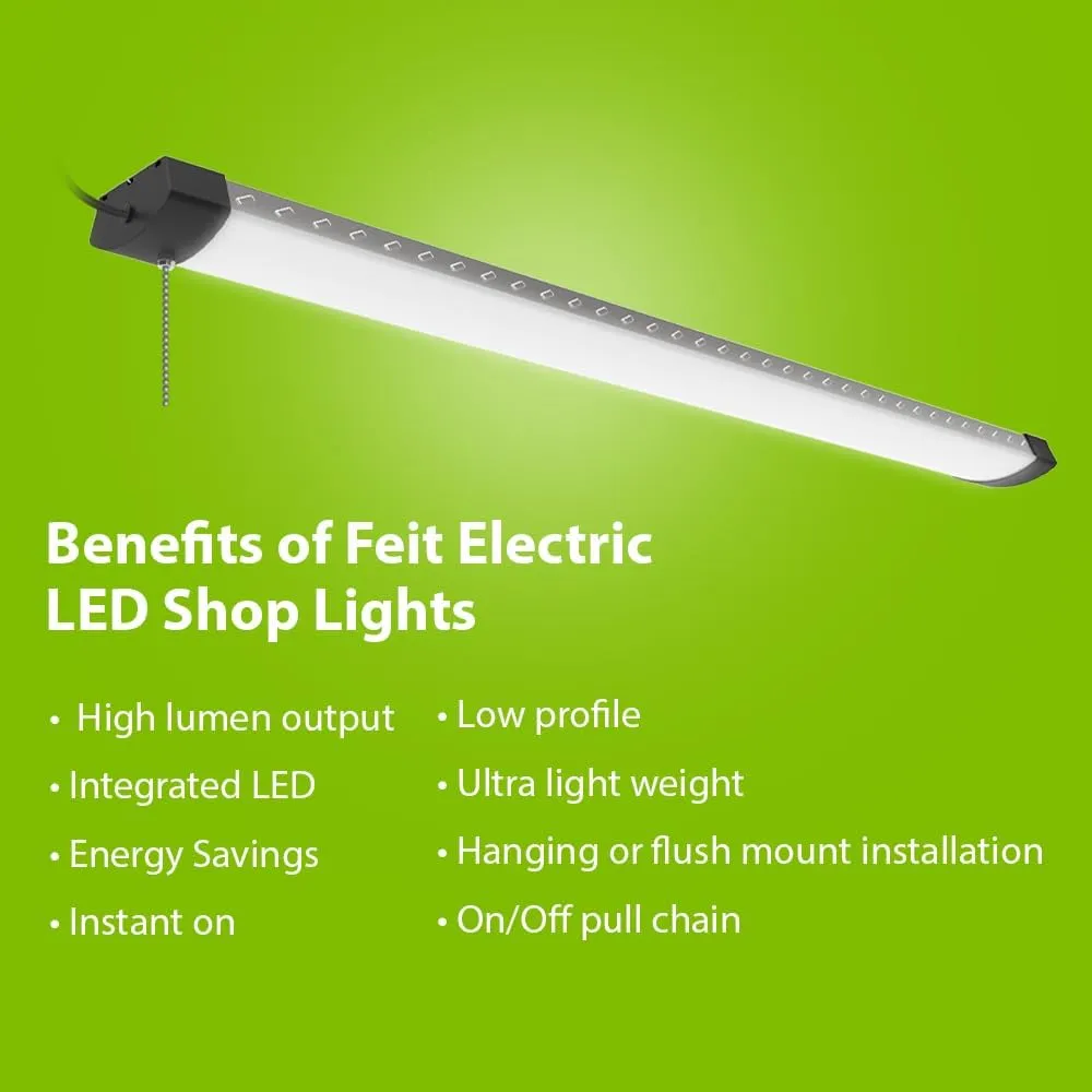 4ft LED Shop Light, 12,000 Lumens, 5000K Daylight, High Output, Linkable, Hanging/Flush Mount, Ultra-Lightweight, 120W LED Garage & Workshop Lighting, 25,000-Hour Lifespan, SHOP/4/HO/850
