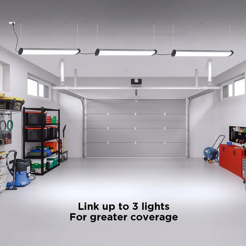 4ft LED Shop Light, 12,000 Lumens, 5000K Daylight, High Output, Linkable, Hanging/Flush Mount, Ultra-Lightweight, 120W LED Garage & Workshop Lighting, 25,000-Hour Lifespan, SHOP/4/HO/850