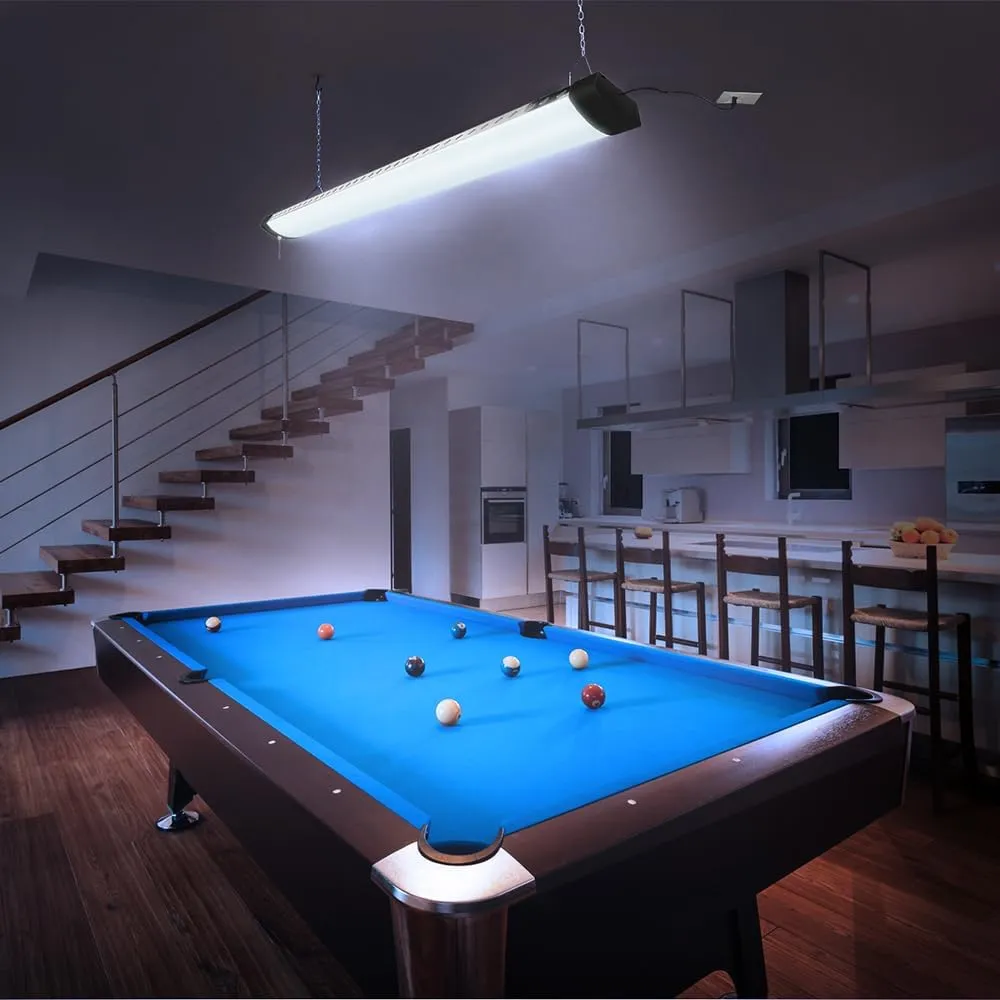 4ft LED Shop Light, 12,000 Lumens, 5000K Daylight, High Output, Linkable, Hanging/Flush Mount, Ultra-Lightweight, 120W LED Garage & Workshop Lighting, 25,000-Hour Lifespan, SHOP/4/HO/850