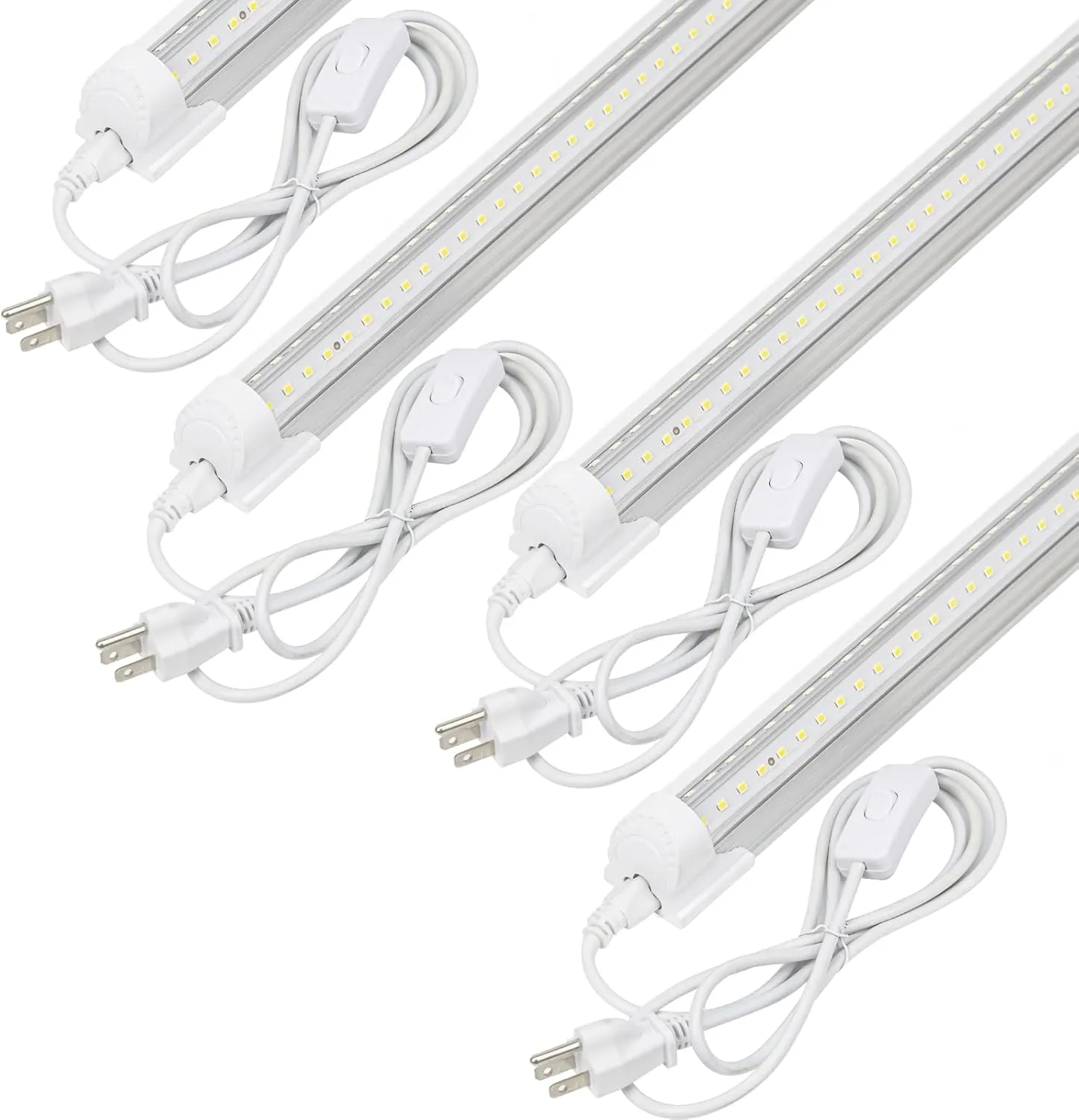 4Pack LED Shop Light 2FT,V Shape Integrated T8 LED Tube Light,3000LM,20W,5000K Super Bright White,High Output Linkable Shop Lights