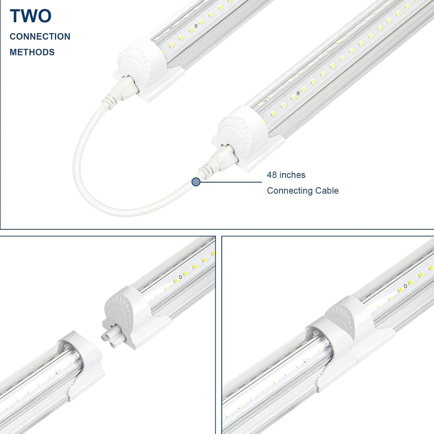 4Pack LED Shop Light 2FT,V Shape Integrated T8 LED Tube Light,3000LM,20W,5000K Super Bright White,High Output Linkable Shop Lights