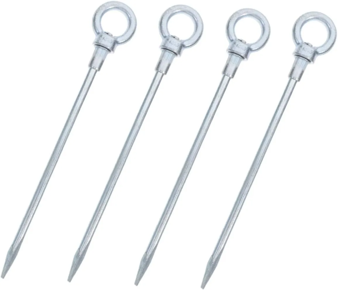 4Pcs Heavy Duty Camping Tent Stakes Galvanized Carbon Steel Ground Pegs for Outdoor Use Grass Sand Soft Soil Enhanced Stability Durability for Family Camping