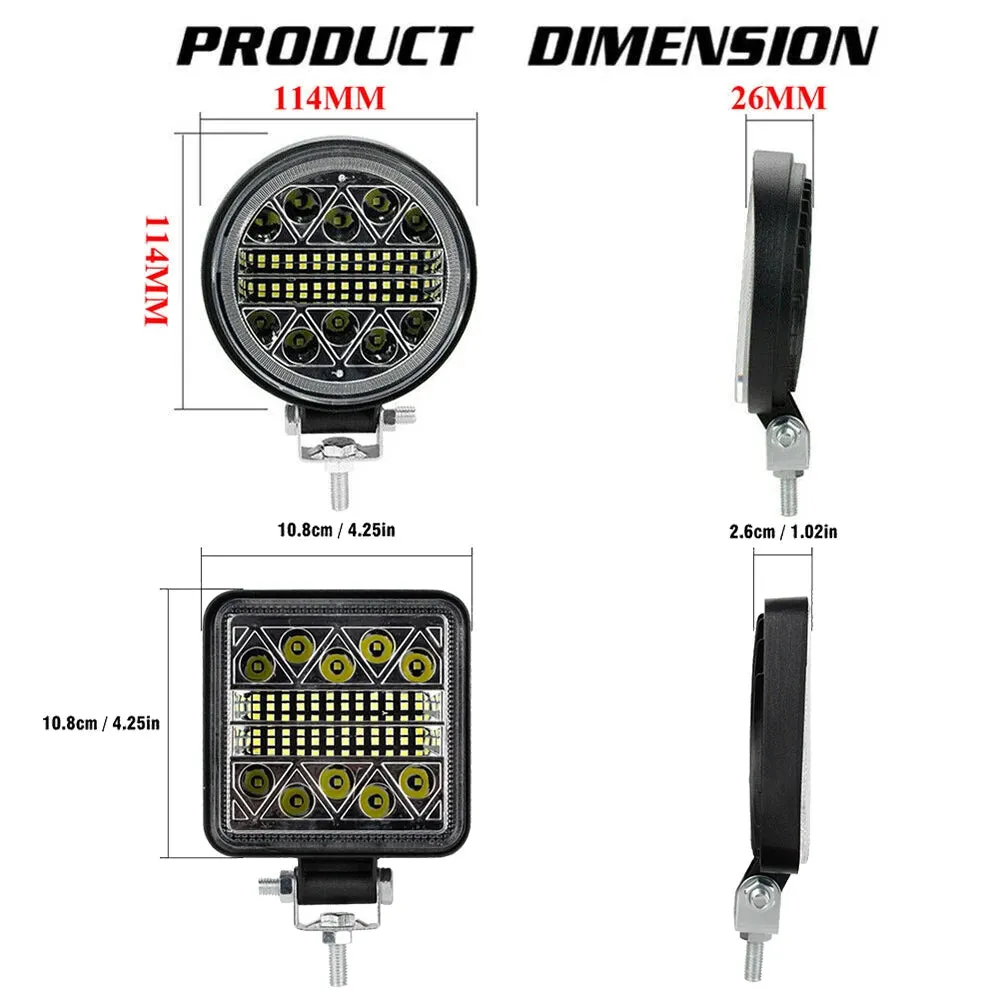 4" 102W LED Work Light Bar - 12V 24V, Spot, Flood, Flash, Combo Beam, IP67 Waterproof, for Truck, Boat, 4x4, ATV, SUV, Fog Headlights