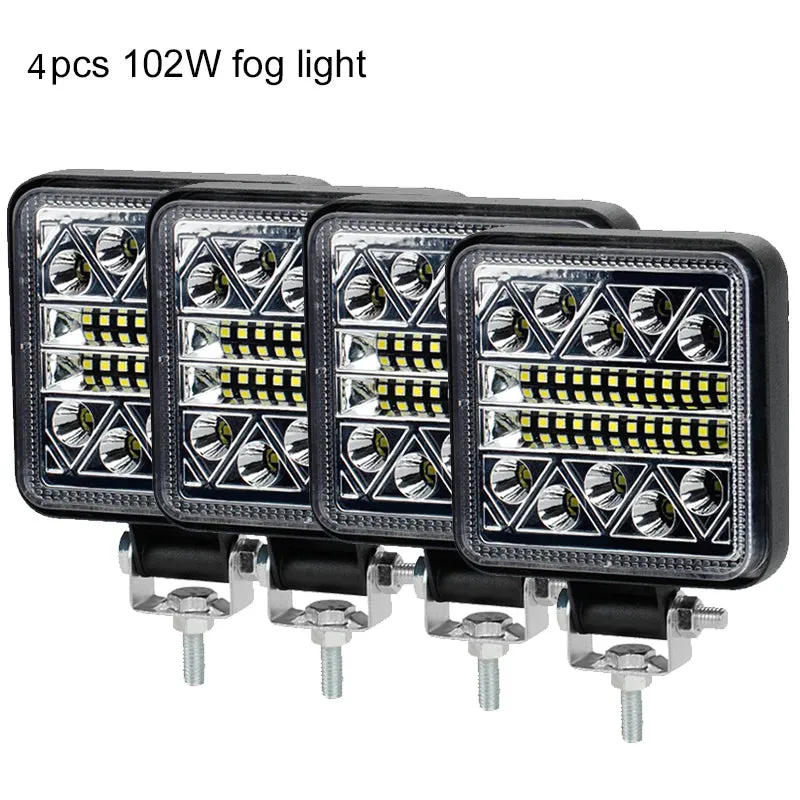 4" 102W LED Work Light Bar - 12V 24V, Spot, Flood, Flash, Combo Beam, IP67 Waterproof, for Truck, Boat, 4x4, ATV, SUV, Fog Headlights