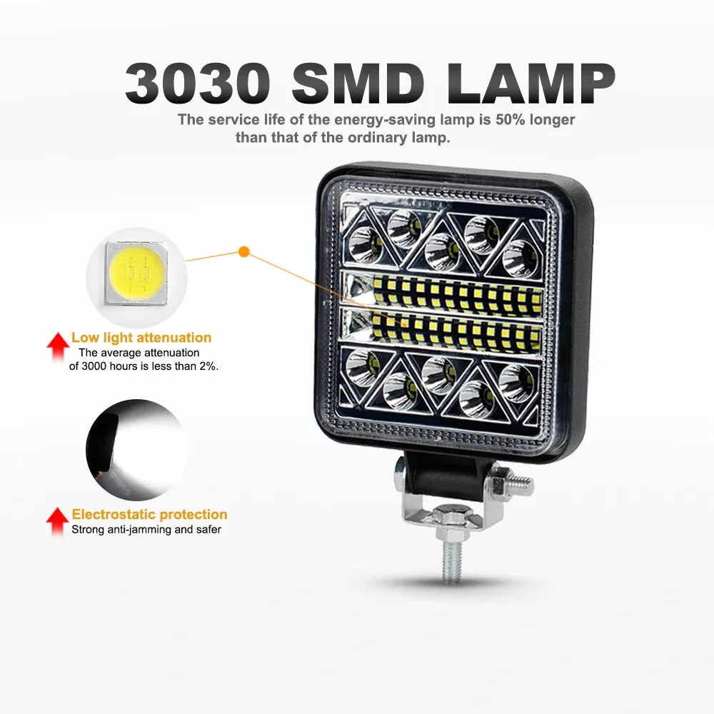 4" 102W LED Work Light Bar - 12V 24V, Spot, Flood, Flash, Combo Beam, IP67 Waterproof, for Truck, Boat, 4x4, ATV, SUV, Fog Headlights