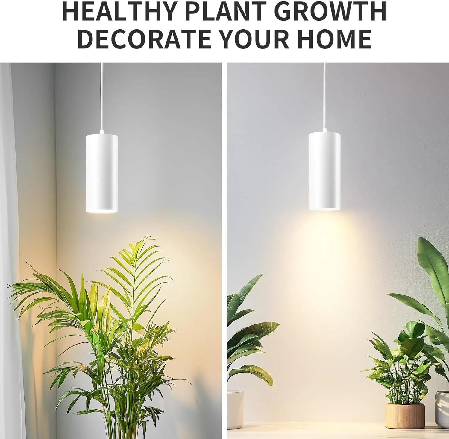 4" Pendant Lights Kitchen Island, 25W Cylinder Hanging Lights with Dipswitch, Modern Eye Care Led Pendant Lamp fixtures for Bedroom, Living Room, Office (White, 1 Pcs)