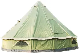 5-8 People 4M Pyramid Tent Round Bell Tent Canvas Yurt Tent 210D Oxford India Tent Family Tent Portable Privacy Tent for Camping Outdoor Hunting, Green