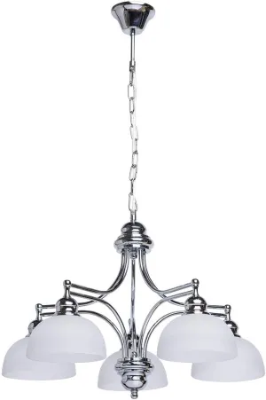 5 Lights Metal Chrome White Matt Glass Ceiling Lamps Modern Kitchen Dining Room Lights Centrance Decoration Chandelier Living Room Hanging Lamps 5 X 60W E27 Flush Mount Light